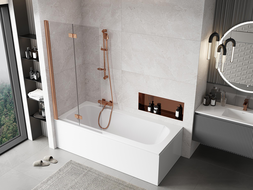 Mexen Mist 2-wing left shower screen 90 x 150 cm, transparent, brushed copper - 8A9-090-002-65-00-L