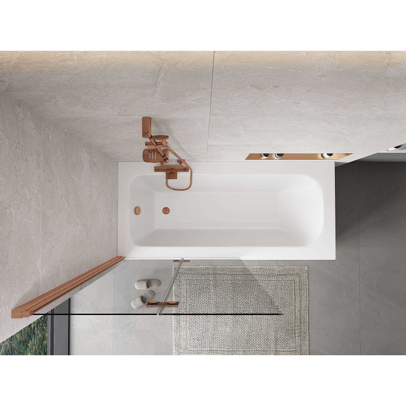 Mexen Mist shower screen 2-wing left 100 x 150 cm, transparent, brushed copper - 8A9-100-002-65-00-L