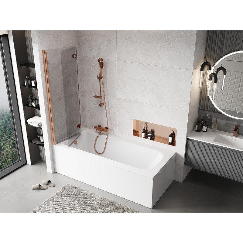 Mexen Mist 2-panel left shower screen 110 x 150 cm, transparent, brushed copper - 8A9-110-002-65-00-L