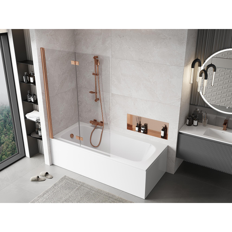 Mexen Mist 2-wing left shower screen 120 x 150 cm, transparent, brushed copper - 8A9-120-002-65-00-L