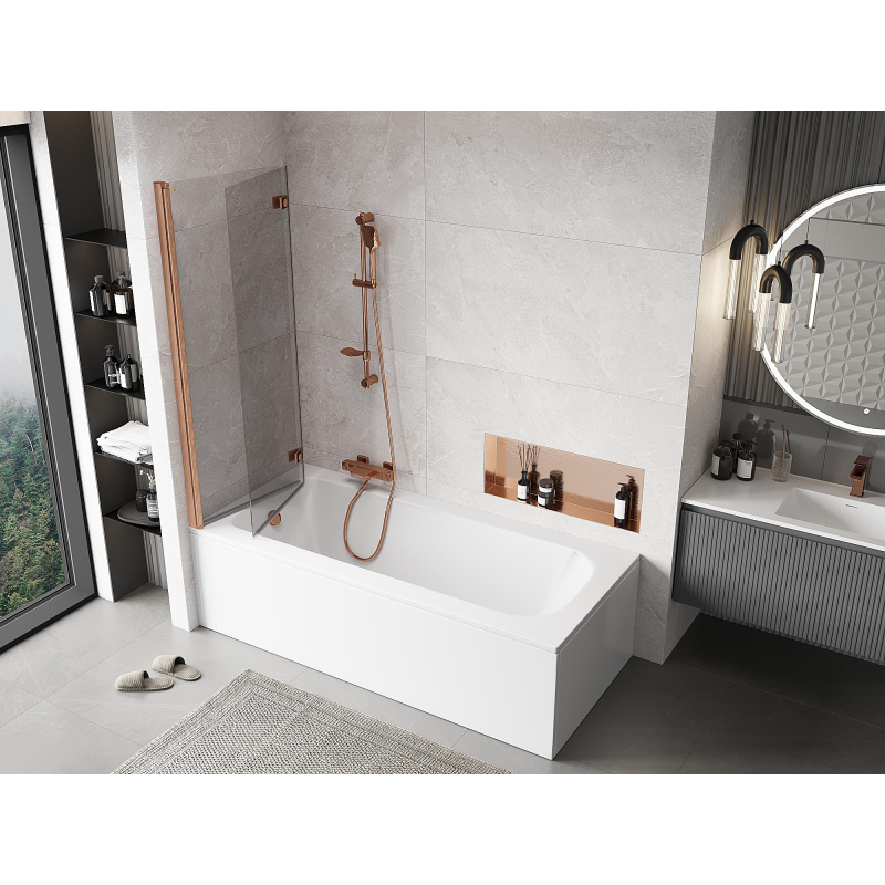 Mexen Mist 2-wing left shower screen 120 x 150 cm, transparent, brushed copper - 8A9-120-002-65-00-L