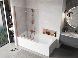 Mexen Mist 2-panel left shower screen 130 x 150 cm, transparent, brushed copper - 8A9-130-002-65-00-L