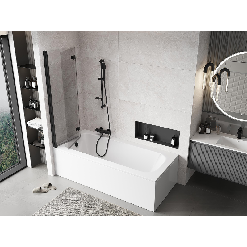 Mexen Mist 2-panel left shower screen 100 x 150 cm, transparent, black - 8A9-100-002-70-00-L