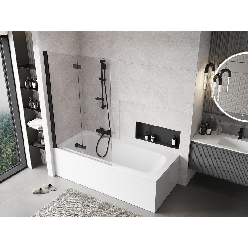 Mexen Mist 2-panel left shower screen 110 x 150 cm, transparent, black - 8A9-110-002-70-00-L