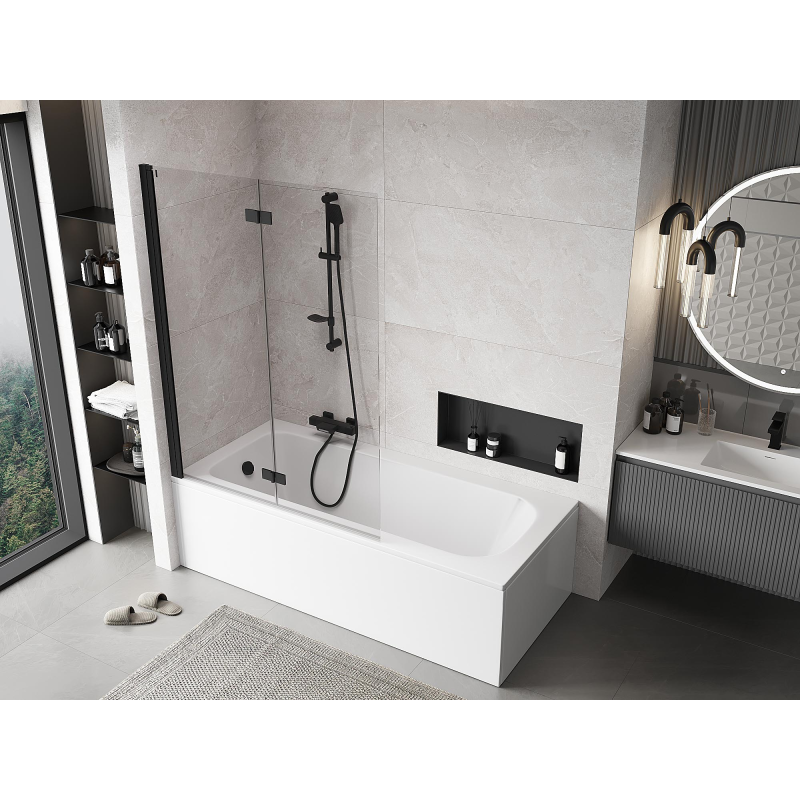 Mexen Mist 2-panel left shower screen 120 x 150 cm, transparent, black - 8A9-120-002-70-00-L