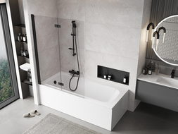 Mexen Mist 2-panel left shower screen 120 x 150 cm, transparent, black - 8A9-120-002-70-00-L