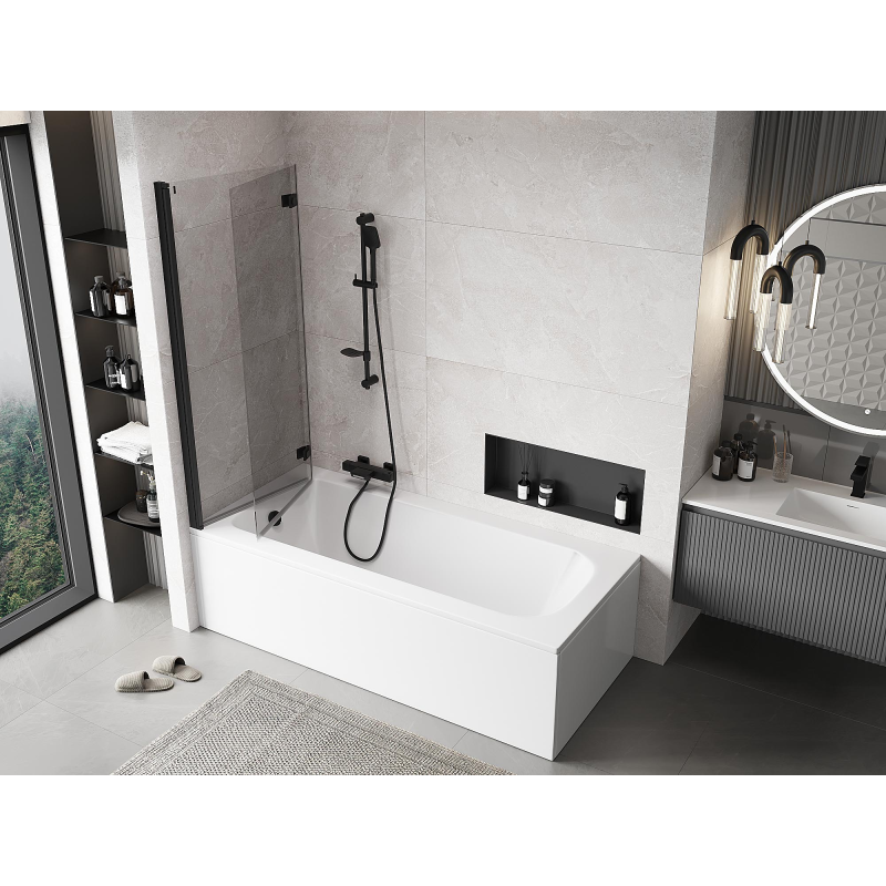 Mexen Mist shower screen 2-panel left 130 x 150 cm, transparent, black - 8A9-130-002-70-00-L