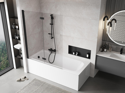 Mexen Mist shower screen 2-panel left 130 x 150 cm, transparent, black - 8A9-130-002-70-00-L