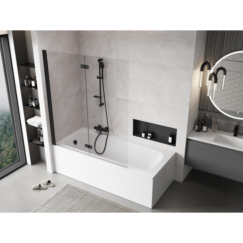 Mexen Mist 2-panel left shower screen 140 x 150 cm, transparent, black - 8A9-140-002-70-00-L