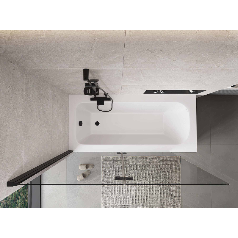 Mexen Mist 2-panel left shower screen 140 x 150 cm, transparent, black - 8A9-140-002-70-00-L