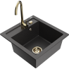 Mexen Vito 1-compartment granite sink with a kitchen mixer tap Telma, spotted black - 6503-76-670200-50