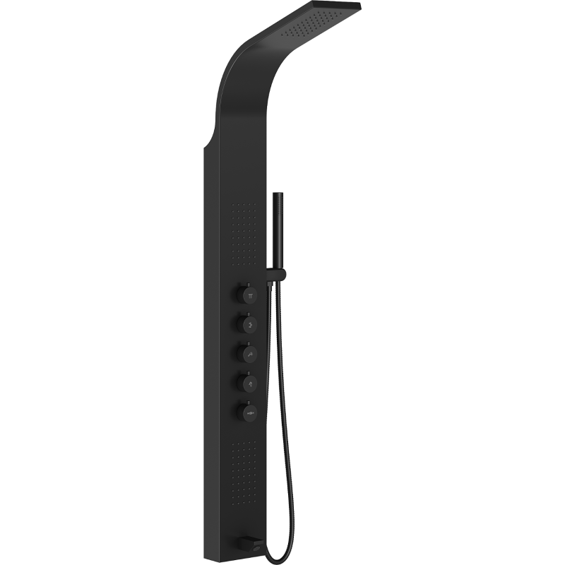 Mexen Timor shower panel with spout, black - 7621-04-70