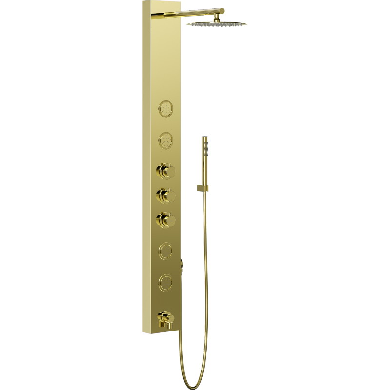 Mexen Ivo shower panel with spout, gold - 7608-03-50