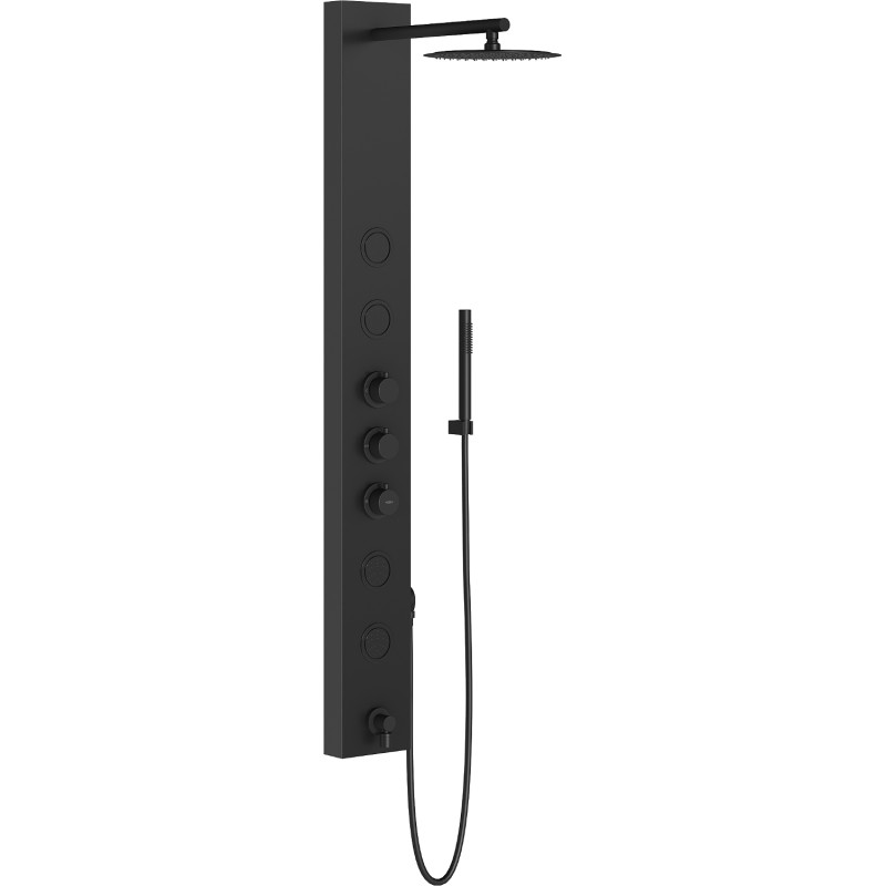 Mexen Ivo shower panel with spout, black - 7608-03-70