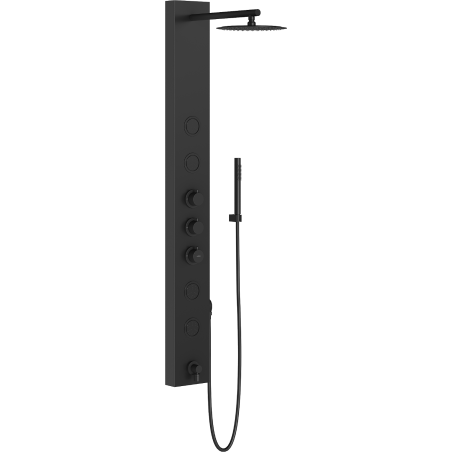 Mexen Ivo shower panel with spout, black - 7608-03-70
