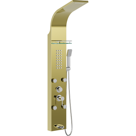 Mexen Adrox shower panel with spout, gold - 7613-04-50
