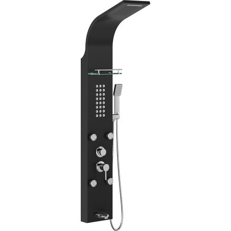 Mexen Adrox shower panel with spout, black - 7613-04-70