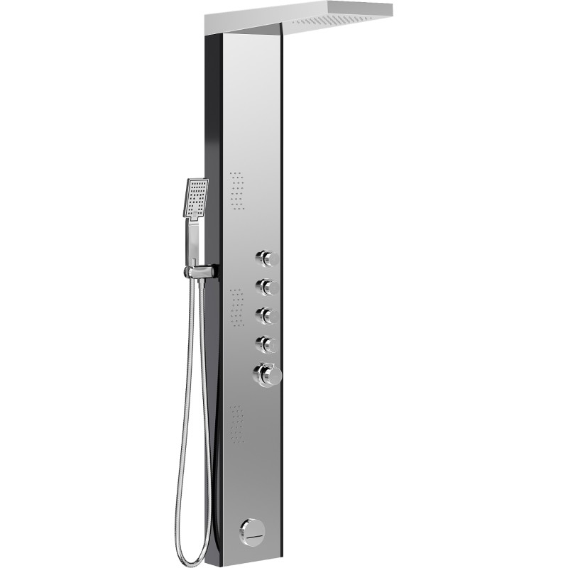 Mexen Damon shower panel with spout, chrome/black - 7623-04-17