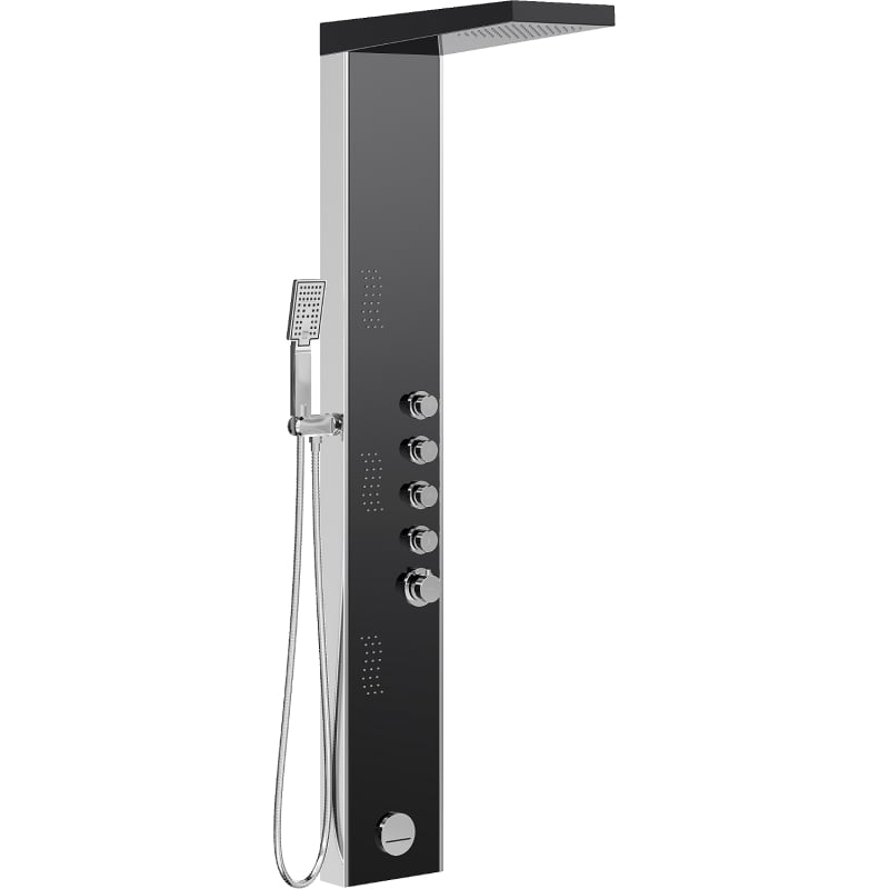Mexen Damon shower panel with spout, black/chrome - 7623-04-71
