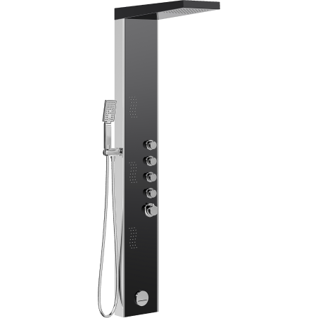 Mexen Damon shower panel with spout, black/chrome - 7623-04-71