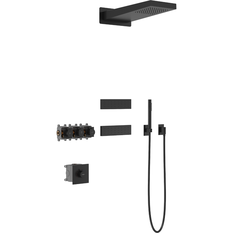 Mexen Fall concealed shower set, black - 7602-04-70