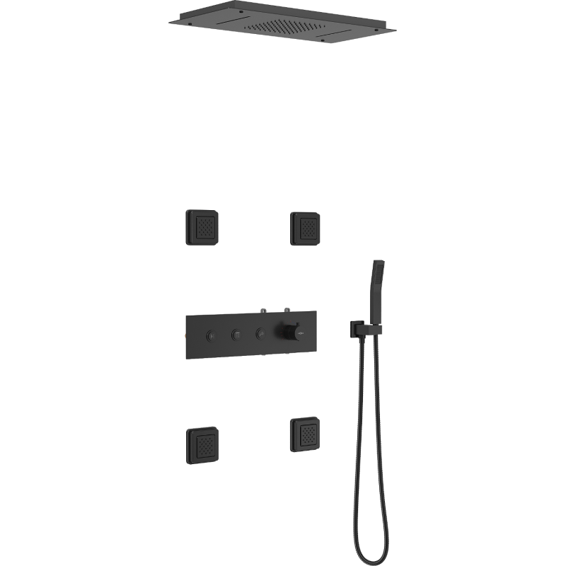 Mexen Soler black concealed shower set - 7601-04-70