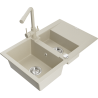 Mexen Gaspar Duero 1.5-bowl granite sink with drainer and kitchen faucet, beige - 6507-69-671600-69