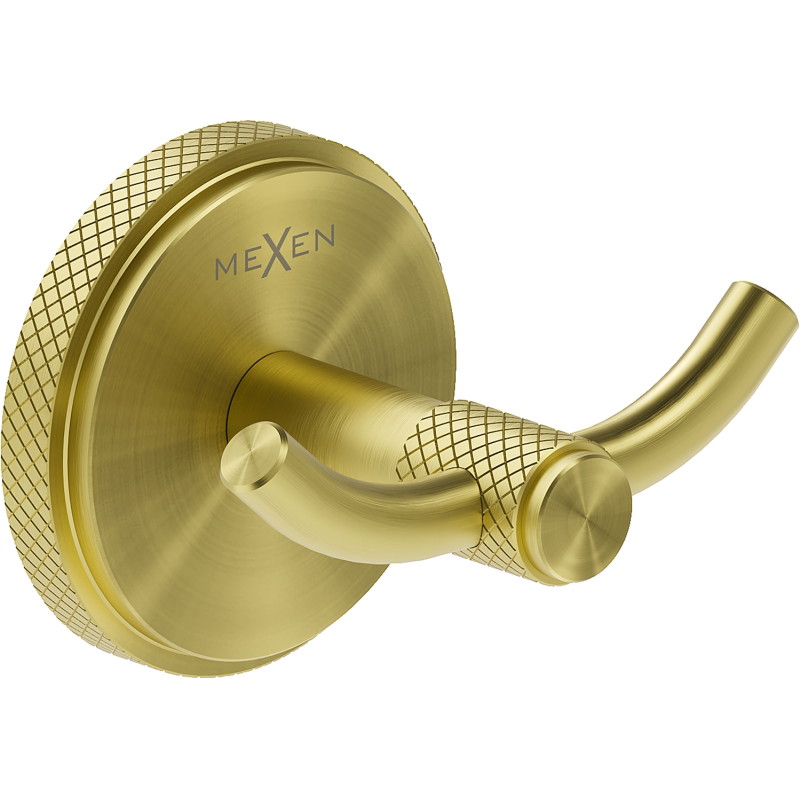 Mexen Gravo double towel hook, brushed gold - 70A93012-55
