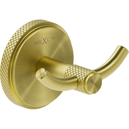 Mexen Gravo double towel hook, brushed gold - 70A93012-55