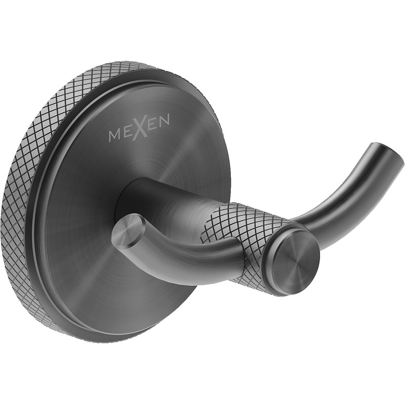 Mexen Gravo double towel hook, brushed gun gray - 70A93012-66