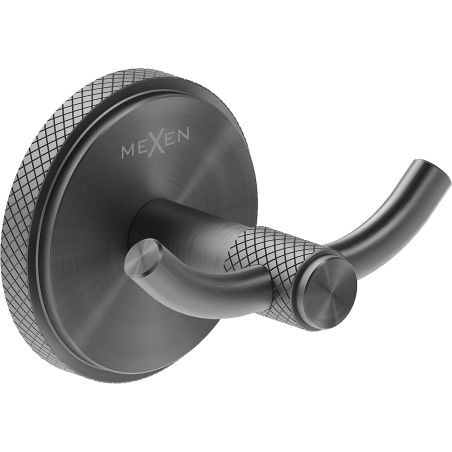 Mexen Gravo double towel hook, brushed gun gray - 70A93012-66