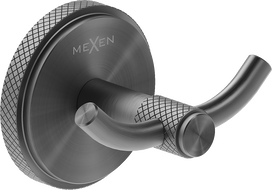 Mexen Gravo double towel hook, brushed gun gray - 70A93012-66