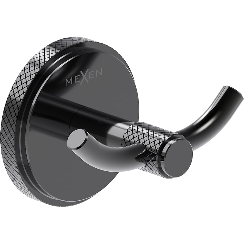Mexen Gravo double towel hook, black chrome - 70A93012-73