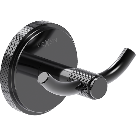 Mexen Gravo double towel hook, black chrome - 70A93012-73