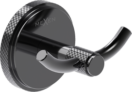 Mexen Gravo double towel hook, black chrome - 70A93012-73