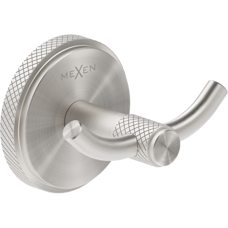 Mexen Gravo double towel hook, brushed nickel - 70A93012-97