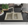 Mexen Gaspar 1.5-bowl granite sink with drainer and Duero kitchen faucet, beige - 6507-69-671600-69