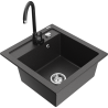 Mexen Vito 1-bowl granite sink with Telma kitchen faucet, black speckled - 6503-76-670200-70
