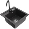 Mexen Vito granite sink with 1 compartment and Telma kitchen faucet, black speckled - 6503-76-670200-70