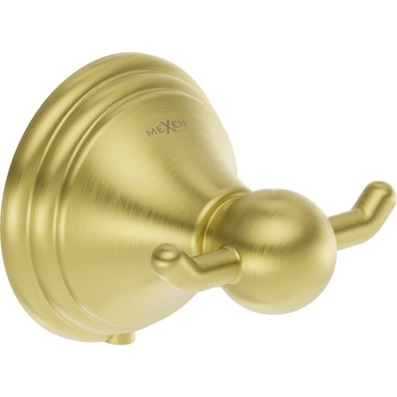 Mexen Lusso double towel hook, brushed gold - 70A16812-55