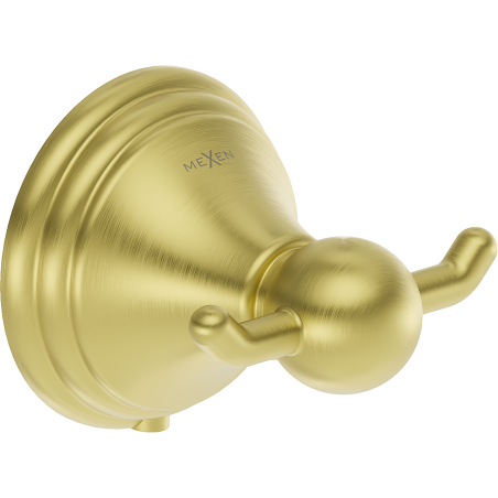 Mexen Lusso double towel hook, brushed gold - 70A16812-55