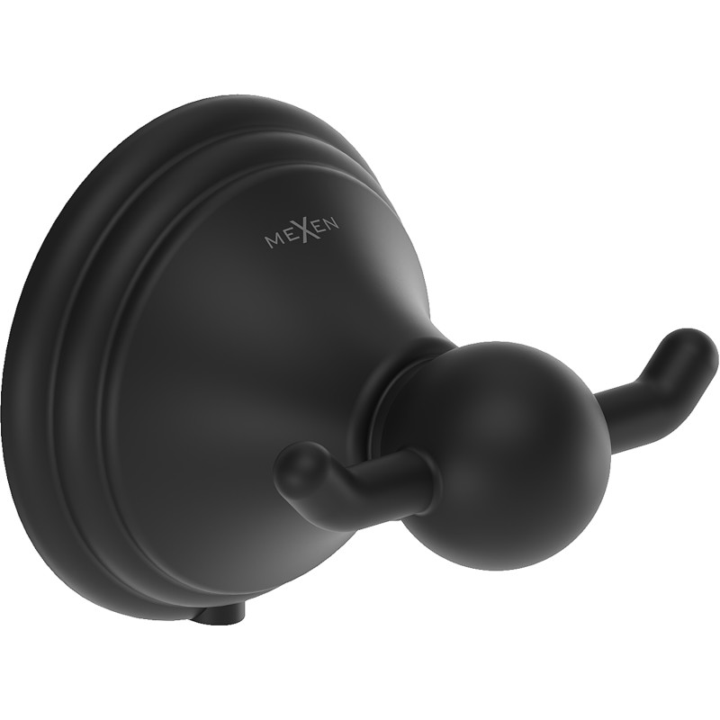 Mexen Lusso double towel hook, black - 70A16812-70