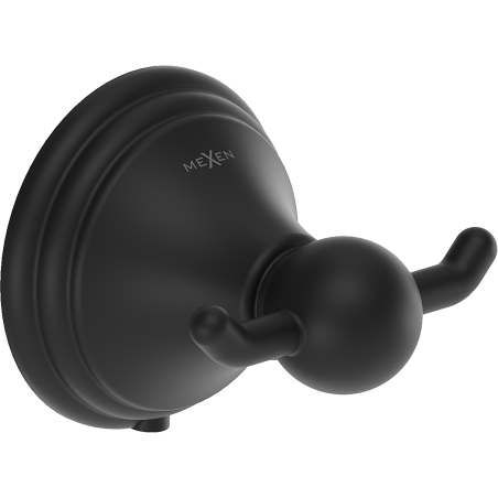 Mexen Lusso double towel hook, black - 70A16812-70
