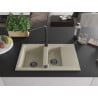 Mexen Gaspar 1.5-bowl granite sink with drainer and Duero kitchen faucet, beige - 6507-69-671600-70