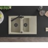 Mexen Gaspar 1.5-bowl granite sink with drainer and Duero kitchen faucet, beige - 6507-69-671600-70