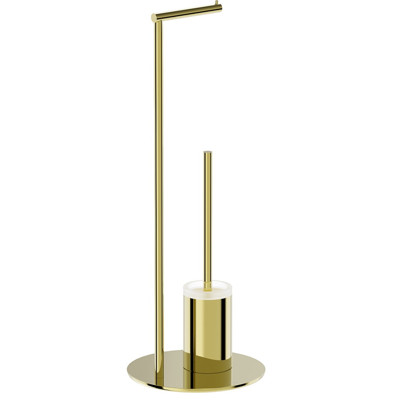 Mexen Loop standing toilet brush with paper holder, gold - 70A71095-50