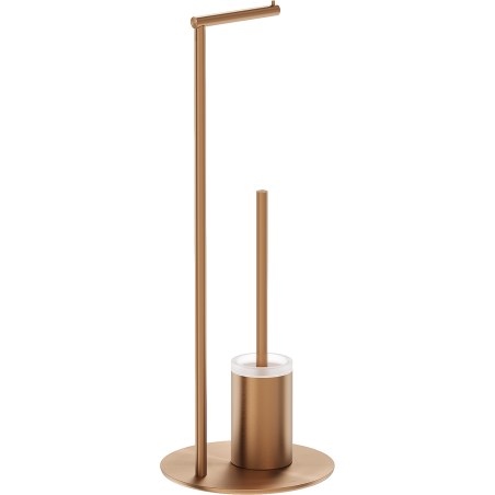 Mexen Loop standing toilet brush with paper holder, brushed copper - 70A71095-65