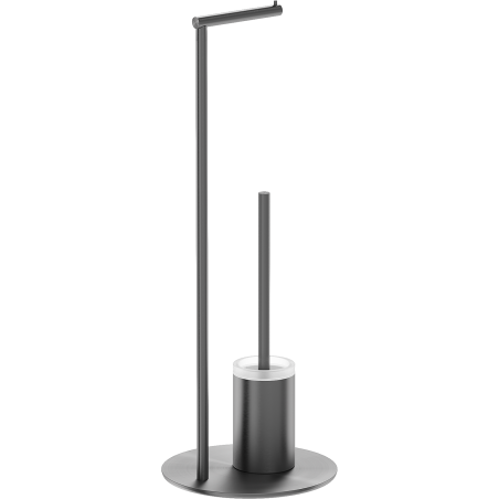 Mexen Loop standing toilet brush with toilet paper holder, brushed gun gray - 70A71095-66