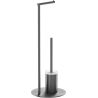 Mexen Loop standing toilet brush with toilet paper holder, brushed gun gray - 70A71095-66