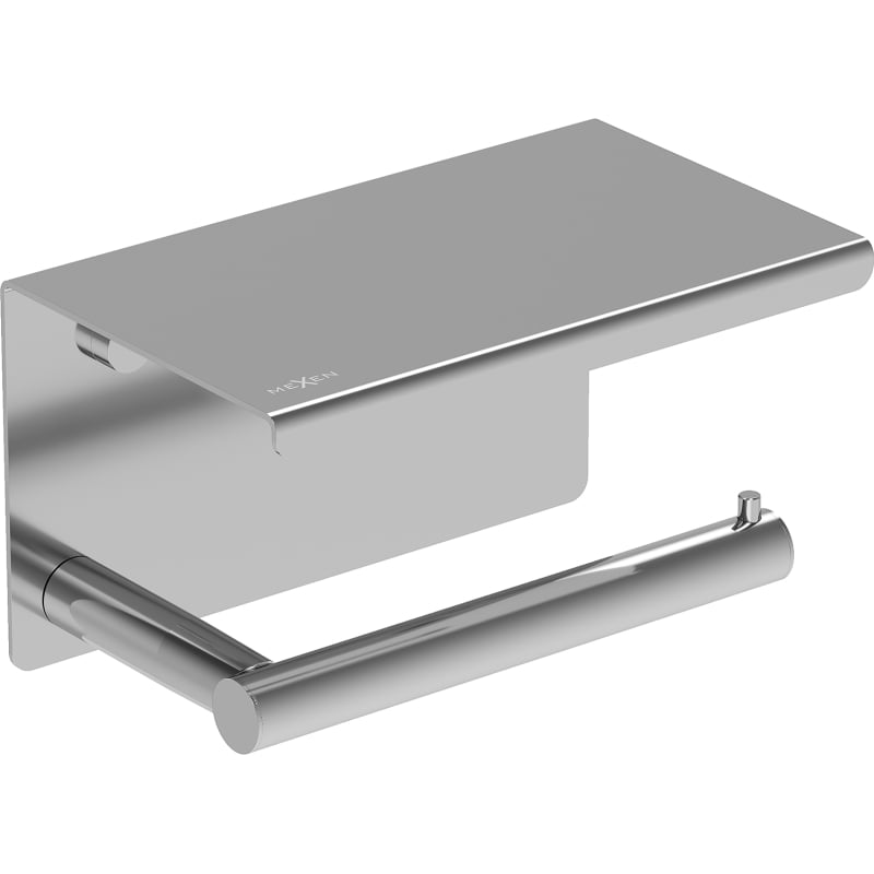Mexen Loop toilet paper holder with shelf, chrome - 70A71022-00